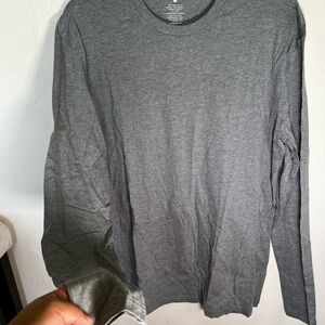 Heather Gray Long Sleeve Tee with Classic Crew Neck